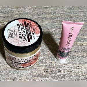 Dead Sea Himalayan Salt Scrub with Dead Sea Minerals and Mudmasky Pink Clay Mask